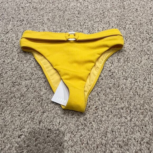 NWT Suboo Ines High Cut Bikini Bottom Sz L Yellow Swim Beach Vacation - Picture 1 of 8